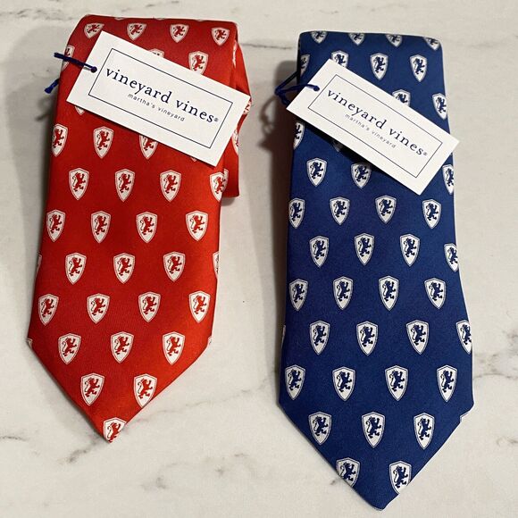 Vineyard Vines Flagler College 2pc Lion Silk Neck Tie Custom Collection NWT - Picture 1 of 7